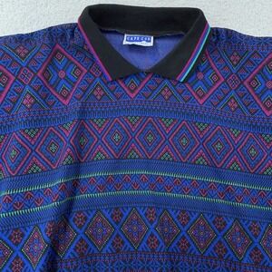 Vintage Cape‎ Cod Sportswear Aztec Collared Sweater Mens M Blue Pullover 90s